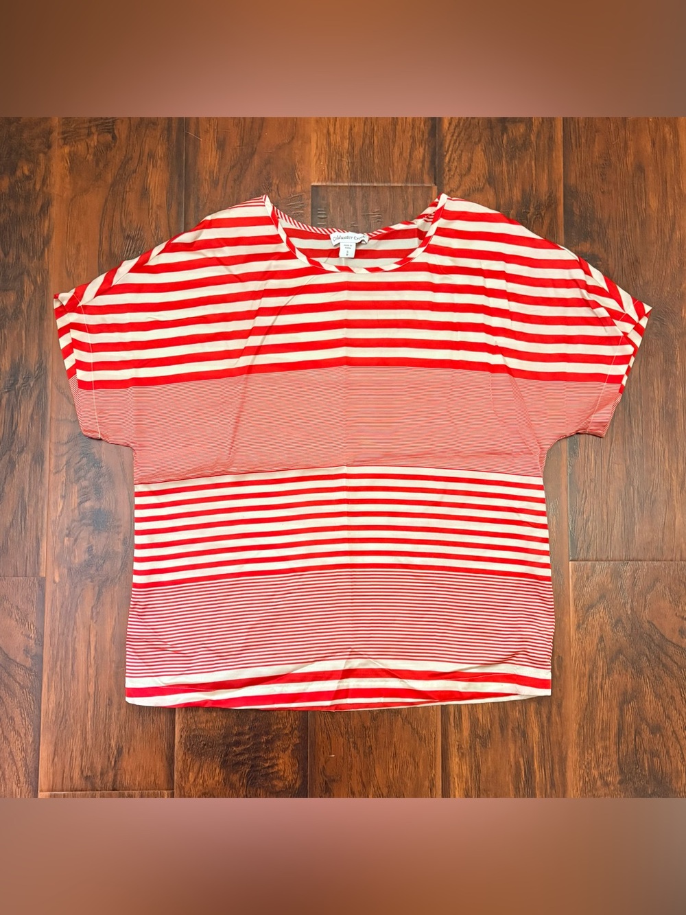Coldwater Creek Size S 8 Red White Striped Dolman Sleeve Top